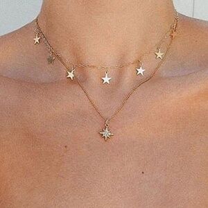 **ALICIA* Gold Layered Star Fashion Style Necklace